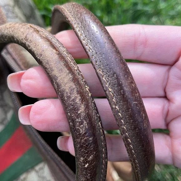 Gucci Beige and Brown Handbag with Red and Green Stripe - Picture 8 of 10